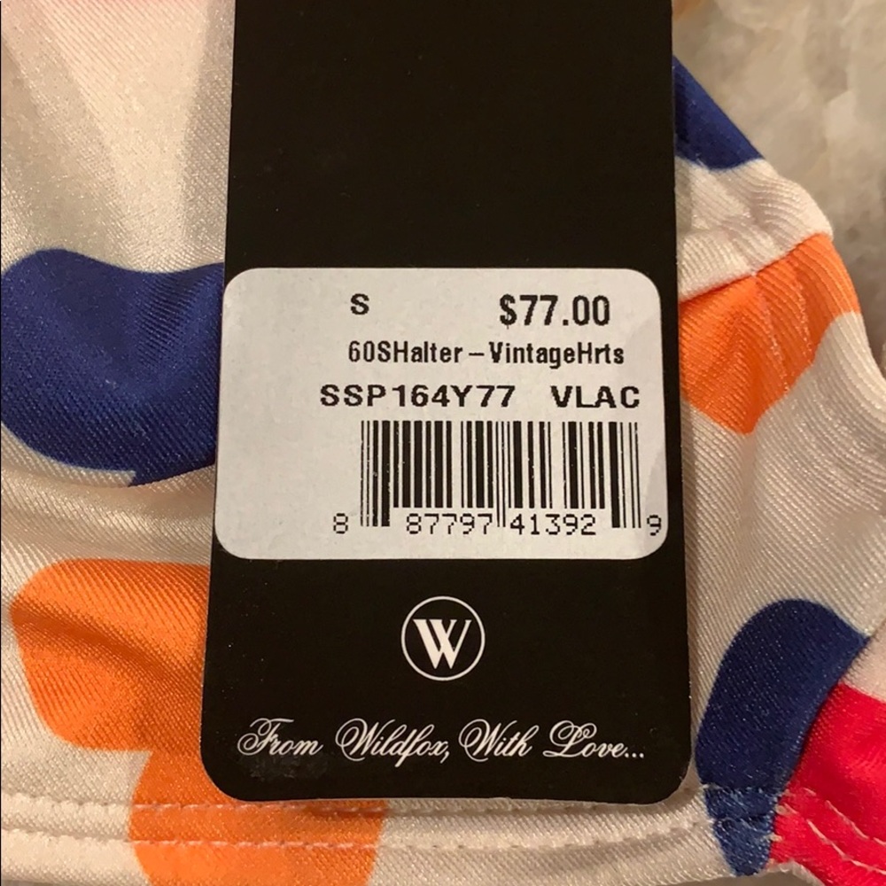NWT WILDFOX Vintage Hearts 💕 Halter‎ bikini top! - Picture 2 of 2
